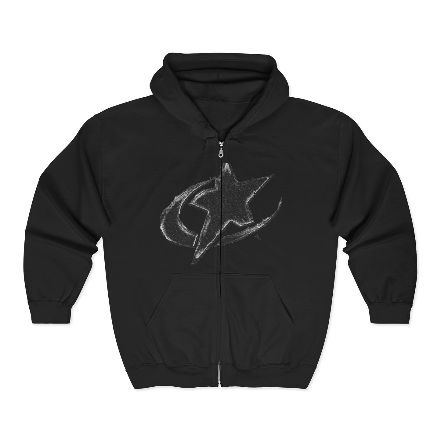 y2k streetwear zip-up hoodie graphic design