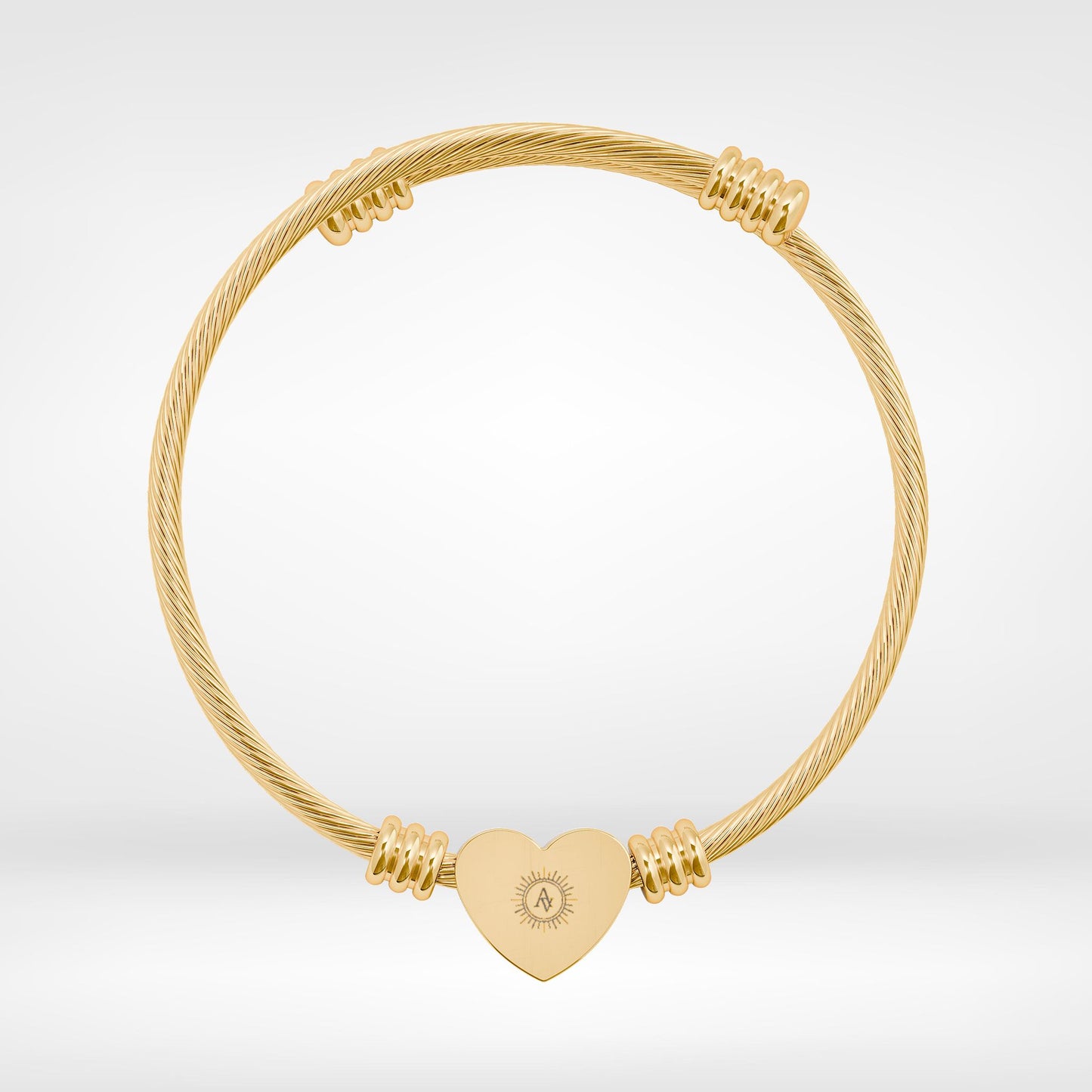 Signature Aurelyv Engraved Heart Cuff Bracelet