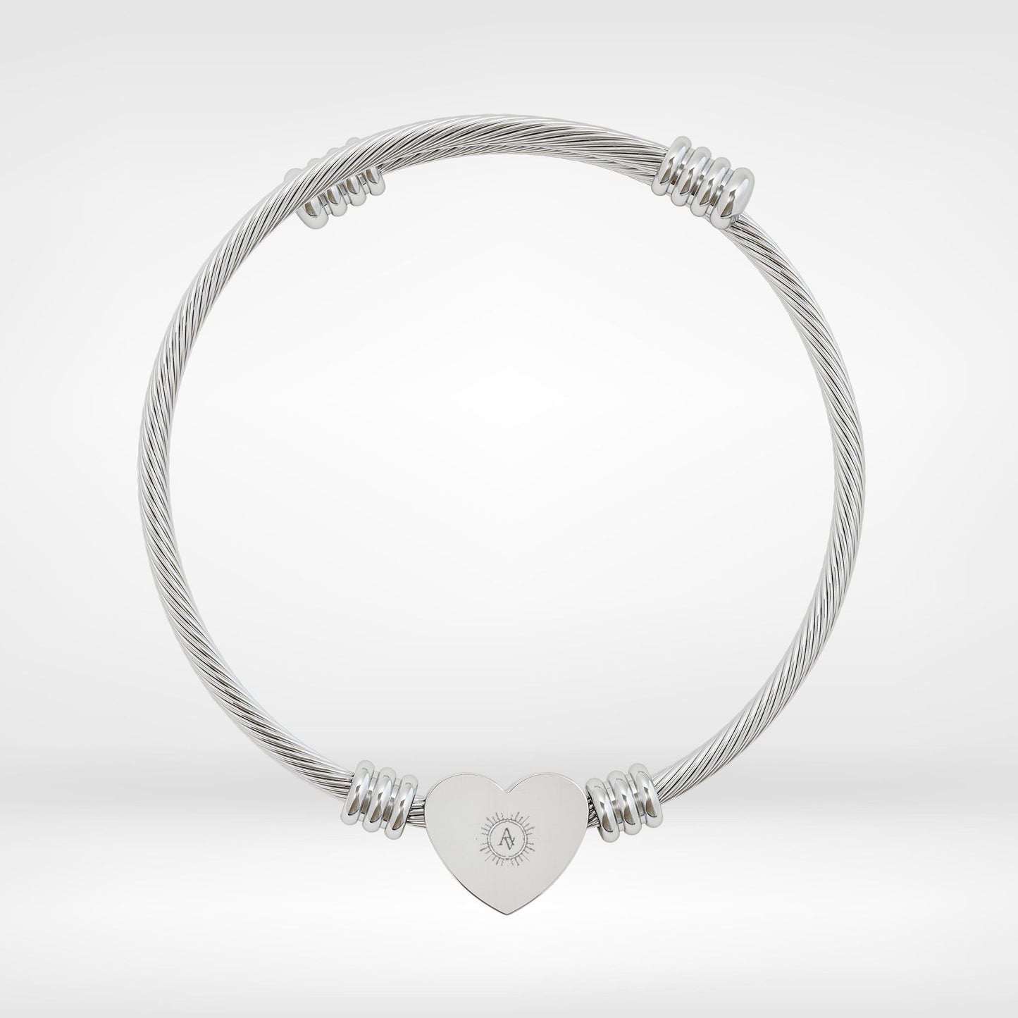 Signature Aurelyv Engraved Heart Cuff Bracelet